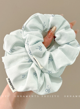 森系蓝色蝴蝶结大肠发圈女高弹力扎头发皮筋发绳可爱少女头绳头饰