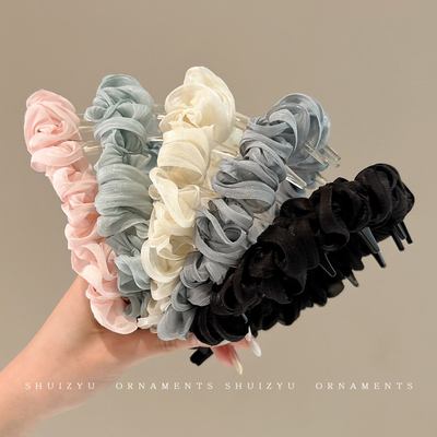 法式褶皱高颅顶发箍带齿倒插梳发卡2025新款高级感气质日常发饰