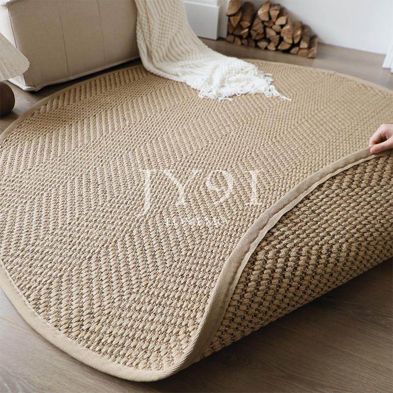 然环保黄麻编织JTQHM003客厅几圆地垫衣帽间书房茶室无天胶圆形茶