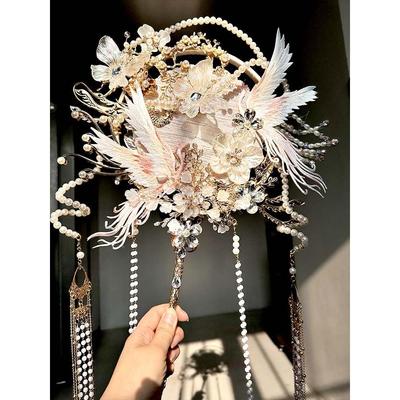 珍记团扇娘结婚喜扇材婚料包高级秀禾UBH新喜扇重扇工成品礼新款