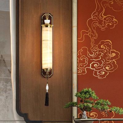 新中式客厅壁灯级感33010彷玉石走廊走高全铜实木卧室道床灯头壁