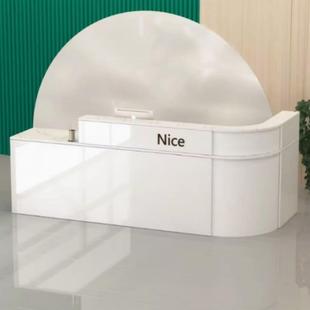 店公司前台接待简约台现代铺培训机构JTS弧形吧台转角收台银柜台