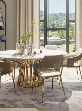 意大利餐桌轻奢级感大理石高桌用现代高端设计师款家不87148锈钢