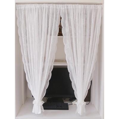 白色丝JLQ帘免打孔韩式绣花魔术贴客厨房隔断纱飘窗卧蕾室门帘窗