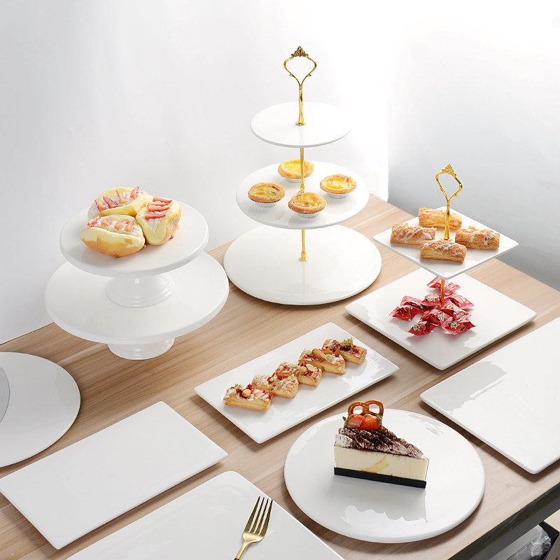 生日蛋糕圆形平盘托盘甜品台展示架子婚礼冷餐Q茶歇摆台下午茶餐