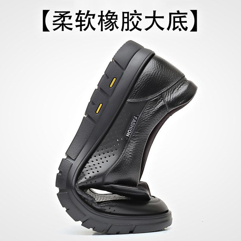 夏季凉鞋男士软底镂空薄款休闲凉皮鞋男鞋商务透气中老年爸爸
