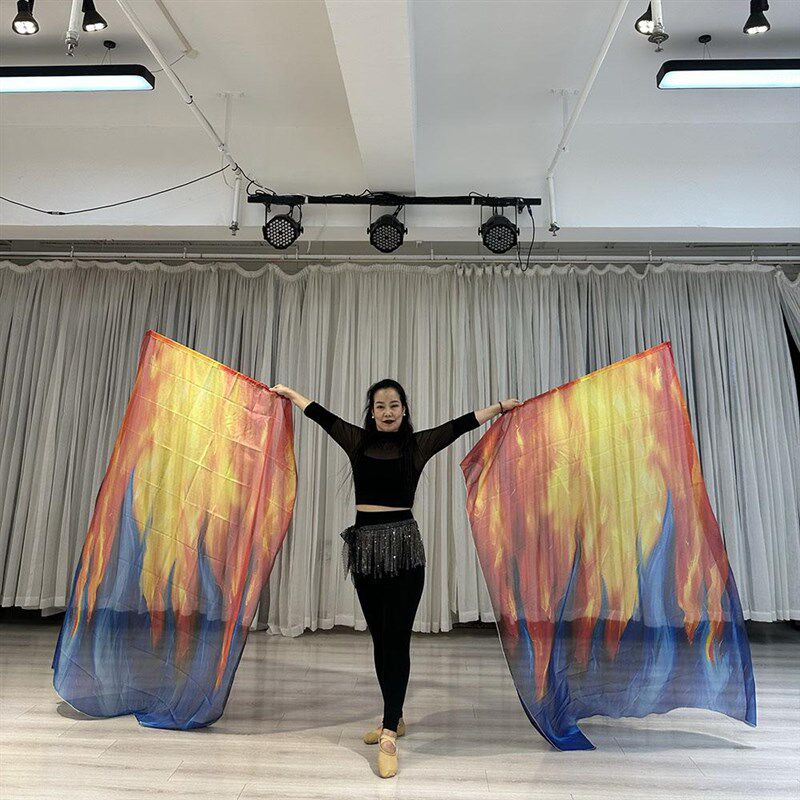舞蹈崇拜旗羽毛图纱巾丝巾渐变色赞美旗表L演出道具舞台跳舞教堂
