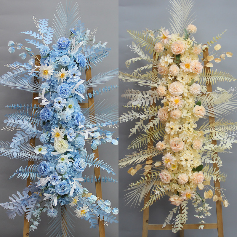 新款成品花艺花条套系绢花背景挂花路引花盆花P排花婚礼堂花点道