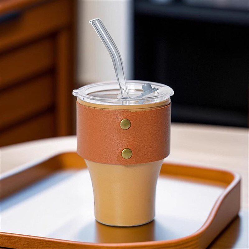 保温杯陶瓷内胆咖啡杯便携随行吸管直饮两用水杯家用办公室茶水杯