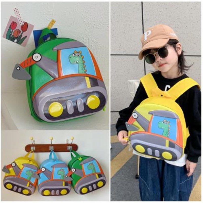 幼儿园书包挖掘机工程车推土机背包男女儿童托班中班大班双肩书包