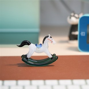 淄博琉璃非遗手工装饰品摇摇马桌面摆件马上有钱家居摆放玄关礼物