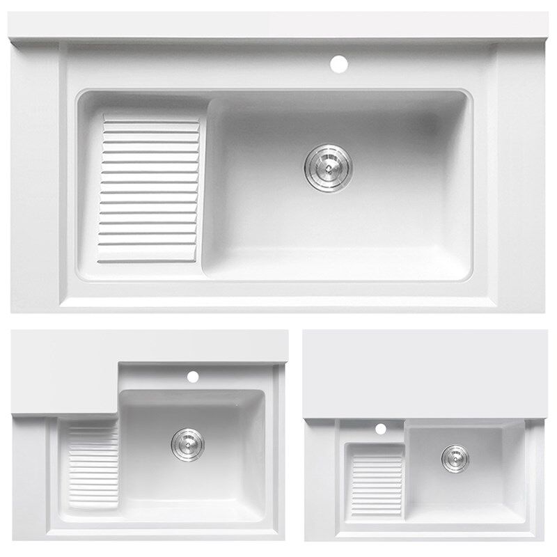 石英石洗衣盆小尺寸洗衣池定制阳台一体盆带搓板小户型洗衣台切角