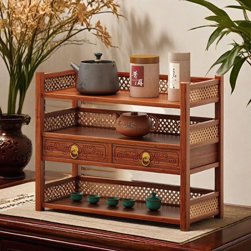 博古架实木中式置物架茶桌茶具收纳架茶室小型杯架茶叶摆放架,住宅家具,红木博古架,淘宝优惠券,粉丝福利购,淘宝优惠卷