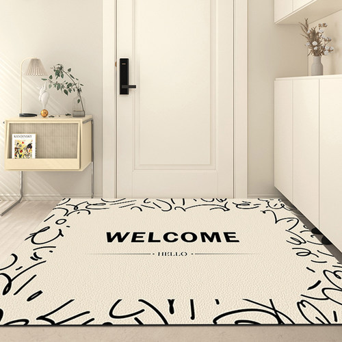 简约线条地垫入户门垫奶油风门口进门脚垫pvc可擦免洗地毯换鞋垫