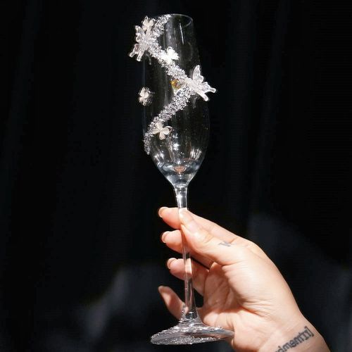 碎钻敬酒杯diy材料包高脚香槟杯氛围感备婚婚礼布置闺蜜结婚礼物