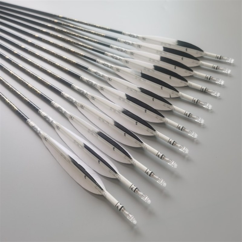 战鸽碳箭新款5.2mm3K射准纯碳真羽箭美猎弓传统弓用箭