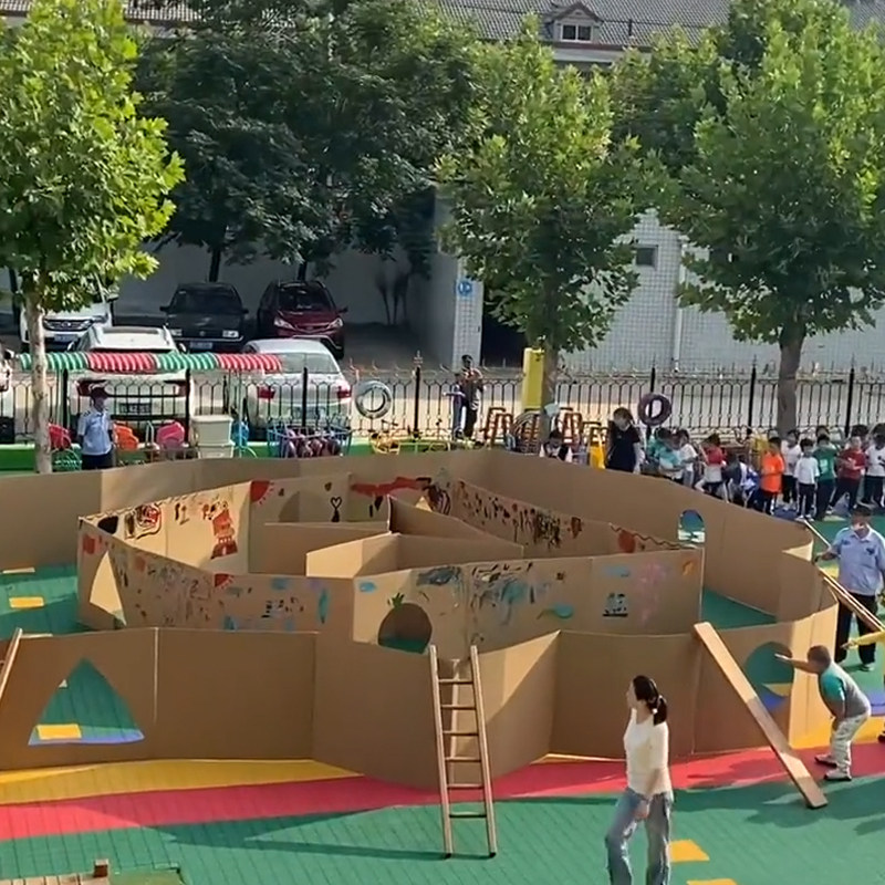 幼儿园涂鸦绘画大型迷宫瓦楞纸硬纸板大张瓦楞纸箱儿童DIY纸壳