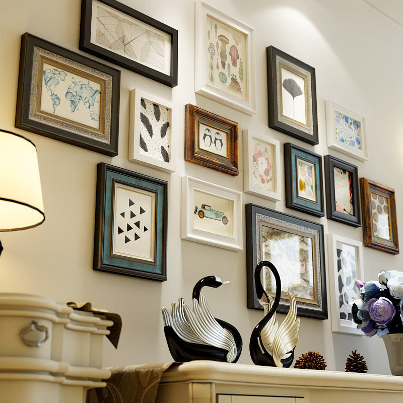 实木照片墙装饰相框欧式现代简约客厅挂墙美式相片墙组合画免打孔