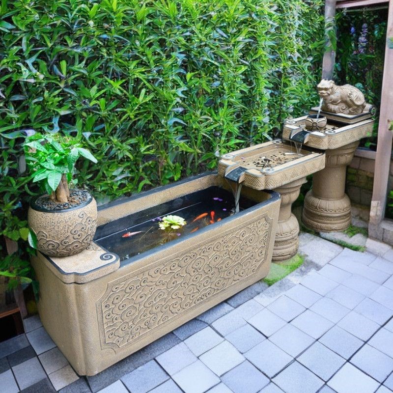 大型户外循环流水摆件落地水景招财喷泉阳台露台花园庭院鱼池工厂