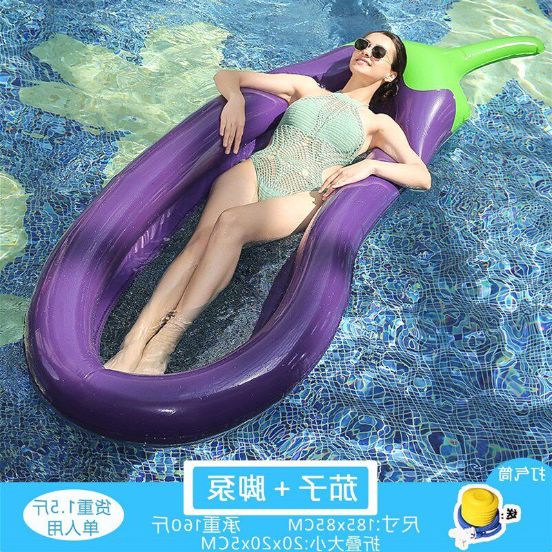 超大充气茄子浮床浮排成人儿童水上漂网格布游泳圈漂Y浮躺椅气垫