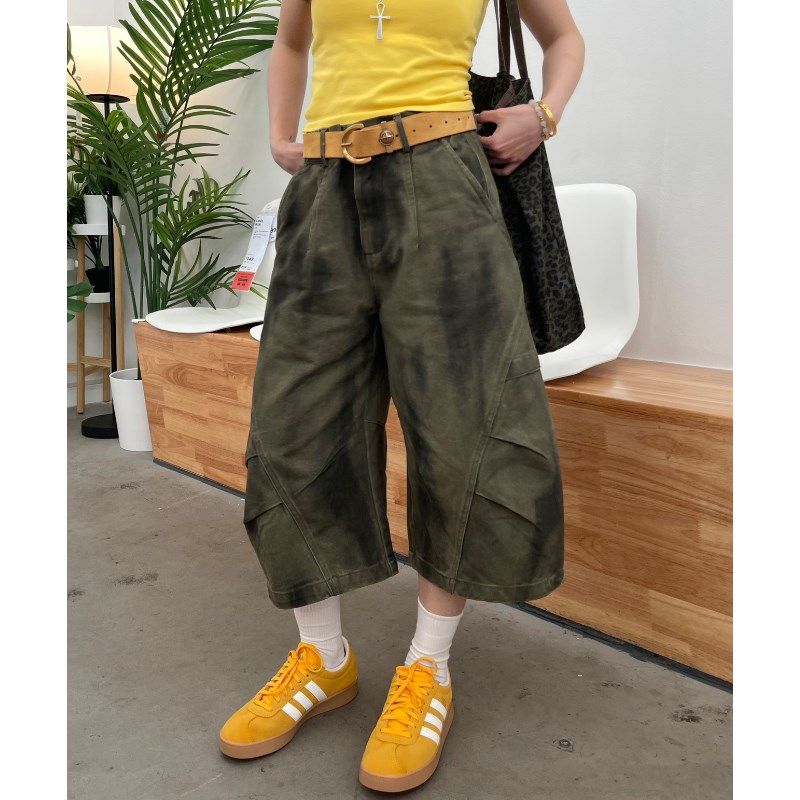 大码美式扎染做旧工装牛仔七分裤女夏2025新款宽松弯刀直筒阔腿裤,女装/女士精品,大码裤装,淘宝优惠券,粉丝福利购,淘宝优惠卷