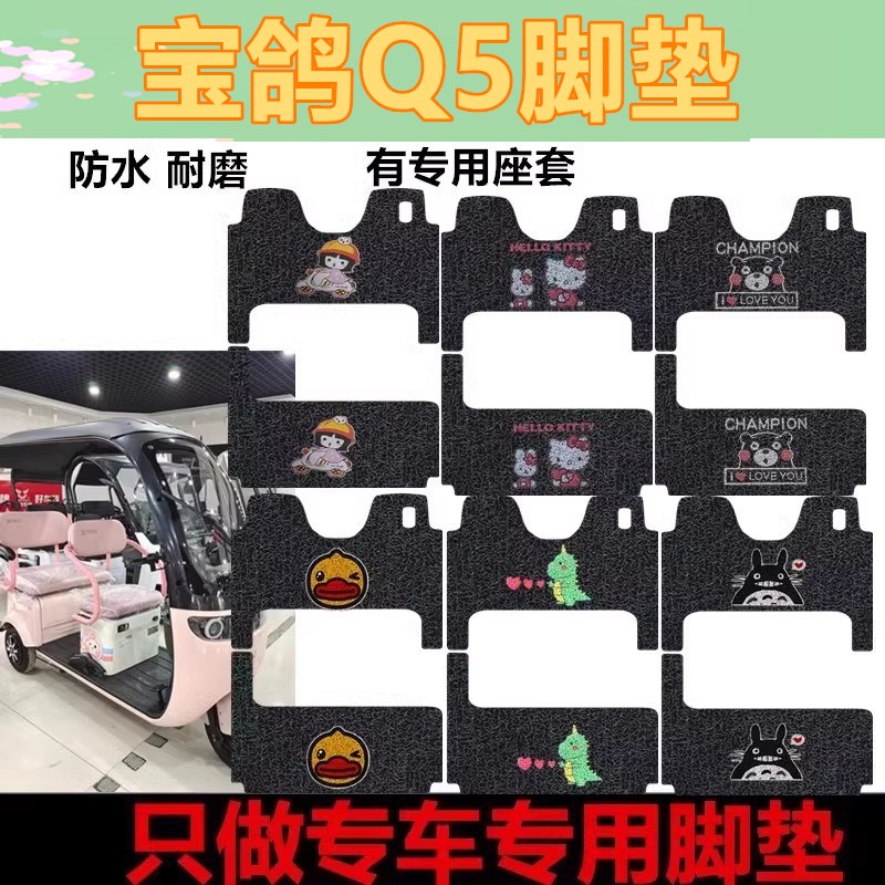 适用于宝鸽Q5电动三轮车脚垫专用丝圈脚踩垫防水防滑踏板垫车衣