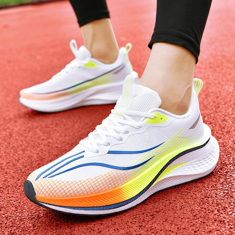 碳板跑步鞋男超轻减震运动跑鞋夏季透气学生青少年军训小白鞋