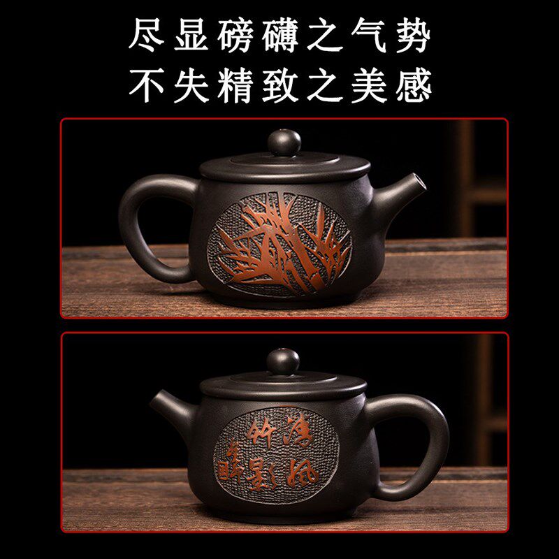 【滇匠】云南建水紫陶茶壶手工阳刻家用高档茶具非坭兴陶紫砂