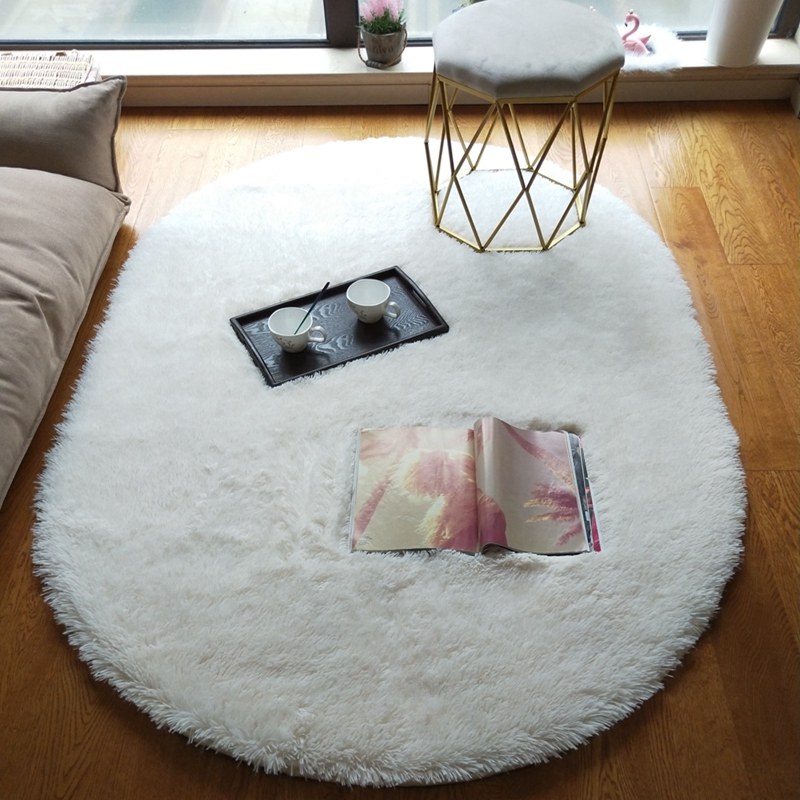 卧室床边椭圆形地毯可机洗家用客厅茶几沙发垫长毛渐变可定制尺寸