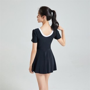 G杯聚拢显瘦平角温泉泳装 汐姿澜裙式 大胸钢托DE 连体泳衣女大码