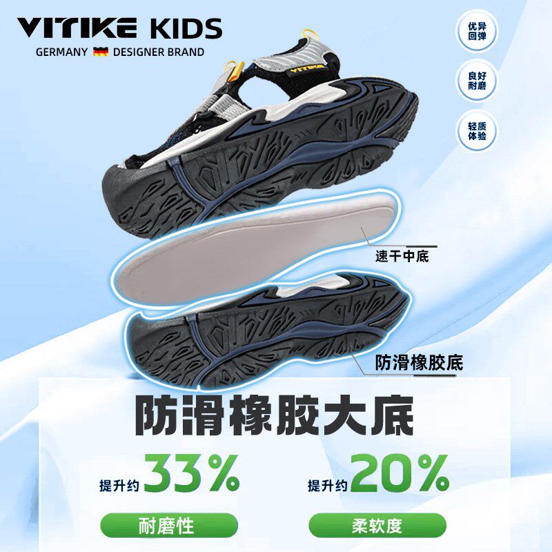 儿童凉鞋男童2025夏季新款透气防滑防踢男大童鞋子胖脚宽肥沙滩鞋