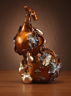 铜欣祥彩铜多子福禄葫芦摆件家居装饰品客厅玄关办公室桌面工艺品