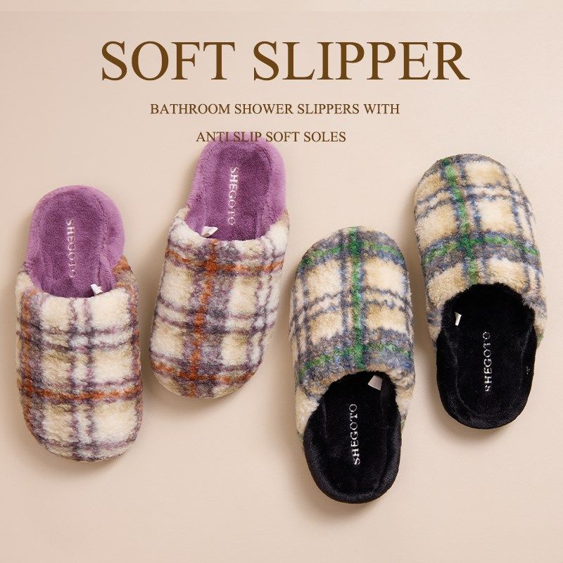 高级感家居室内棉拖鞋女冬季毛绒保暖家用地板软底静音男情侣厚底