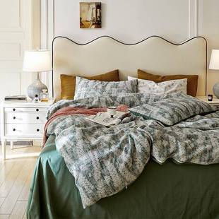 床单被套四件套纯棉床笠式 款 复古60支色织提花四季 0WYVZijpe