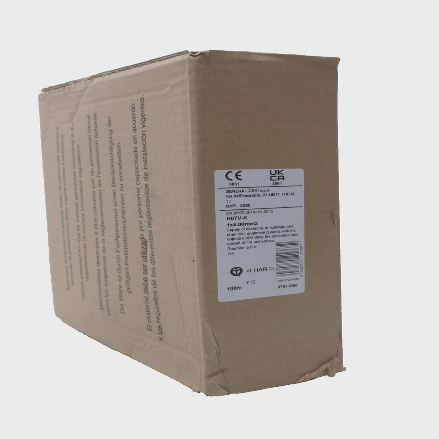 GeneralCaviEinzeladerleitungGrn/Gelb100m1x4.00mm - 实物图