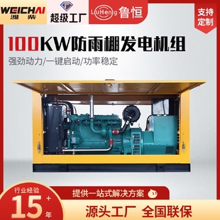 定制户外常用无刷潍柴100KW柴油发电机组应急电源防雨罩发电机