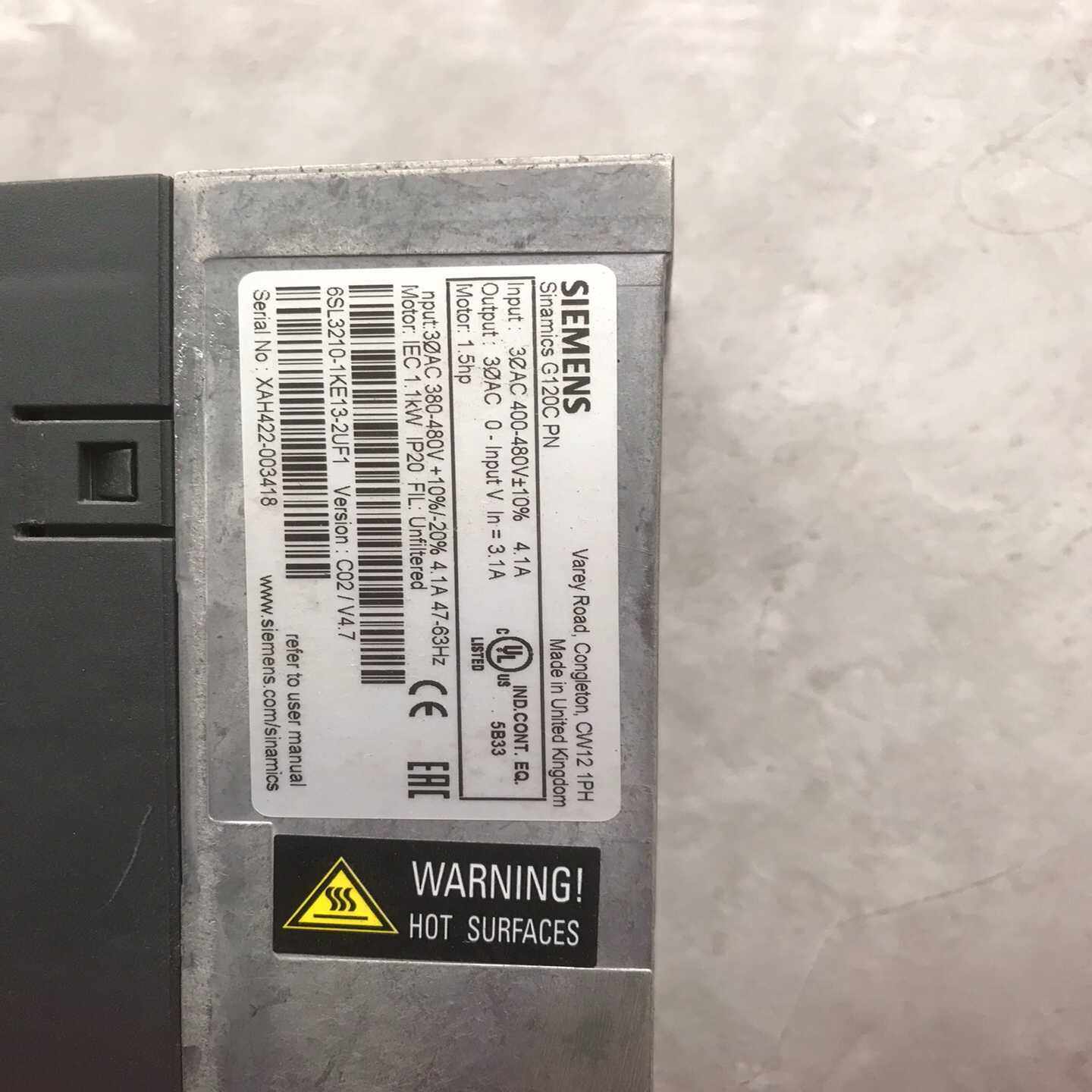 西门子G120CPN变频器6SL3210-1KE13-2U--议价商品