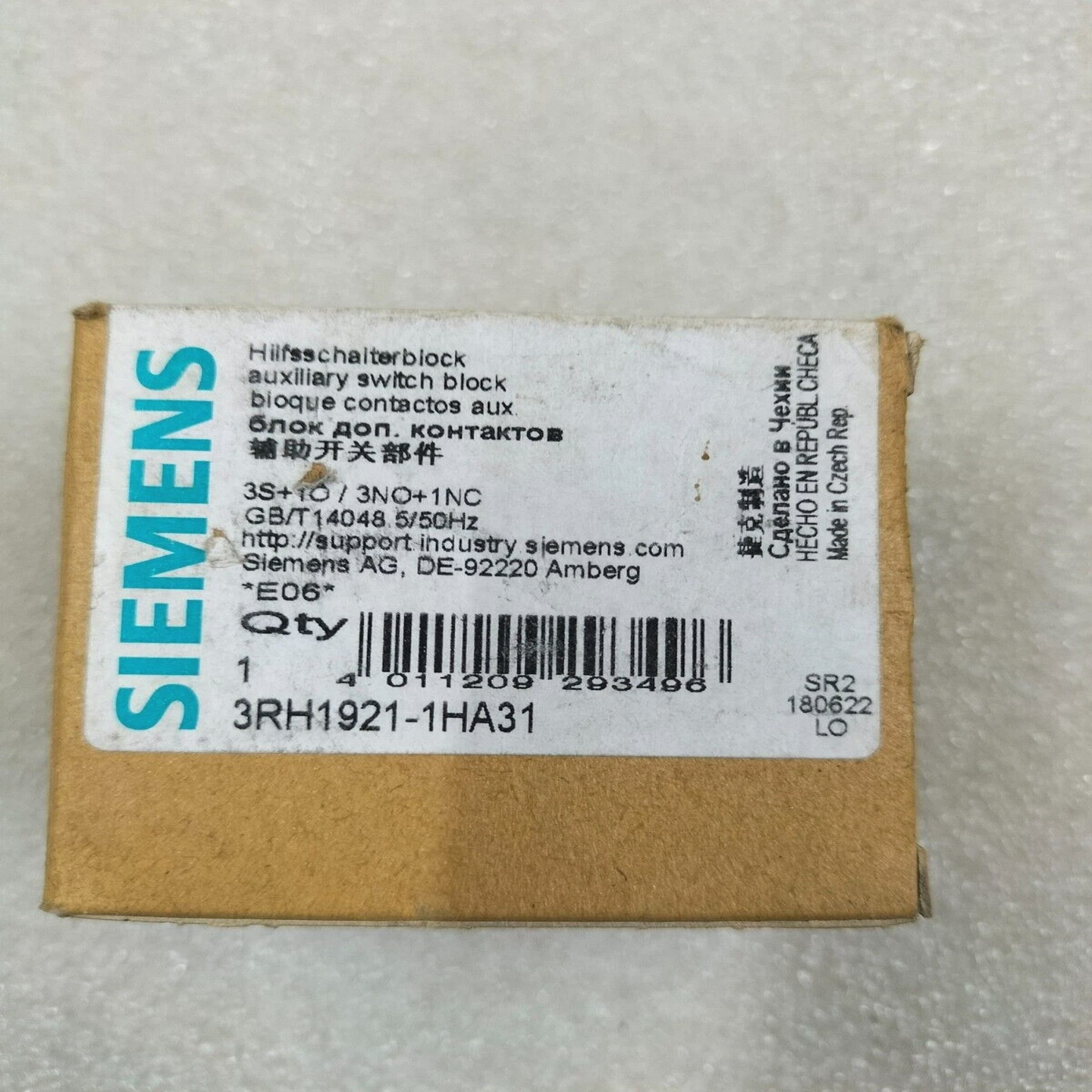 西门子3RH1921-1HA31辅助开关块