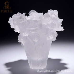高颜值琉璃玫瑰花专用花瓶摆件轻奢高级感小众白色新房子乔迁礼物