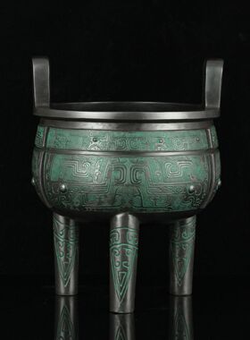 知柿黄铜兽面鼎工艺品家居办公室青铜鼎摆件铜彷古鼎乔迁开业礼品