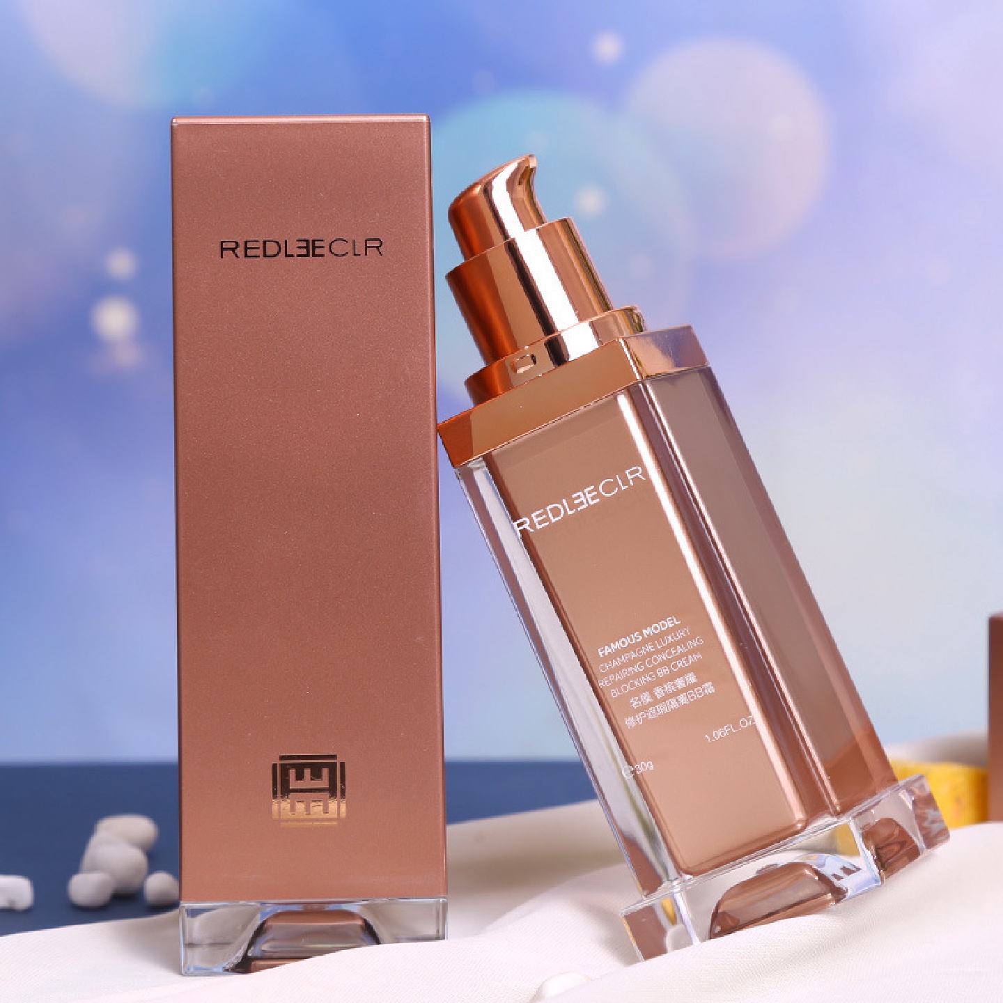 瑞莉名模香槟奢耀修护遮瑕隔离BB霜隔离粉底液持久不脱妆粉底批发