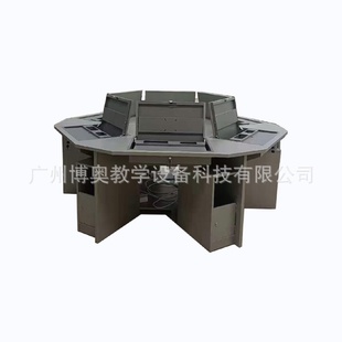 阅览室六角桌创客教室电竞机房同步升降六边形升降显示器电脑桌