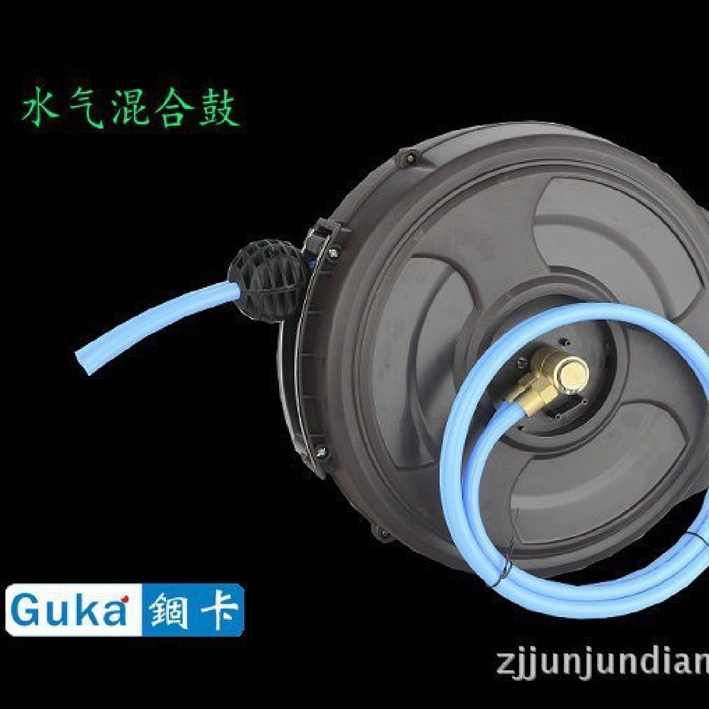 锢卡水气混合双管鼓水汽混合绕线器卷管器高压洗车水枪水气一体鼓