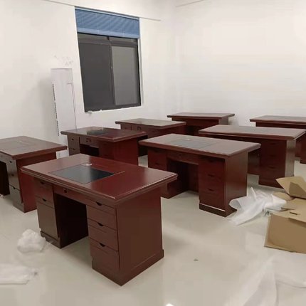 科野办公家具老板桌办公桌油漆贴新中式实木皮总裁桌大班台经理桌
