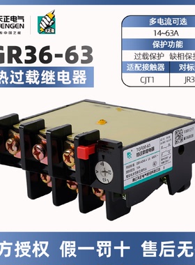 天正电气TENGEN热过载继电器TGR36-63JR16BJR36-63a热过载保护器