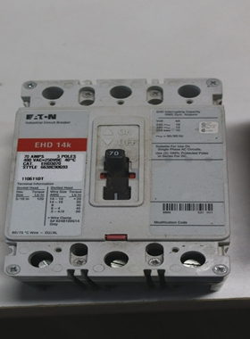 EatonEHD3070CircuitBreaker3Poles480Vac250VDC70A