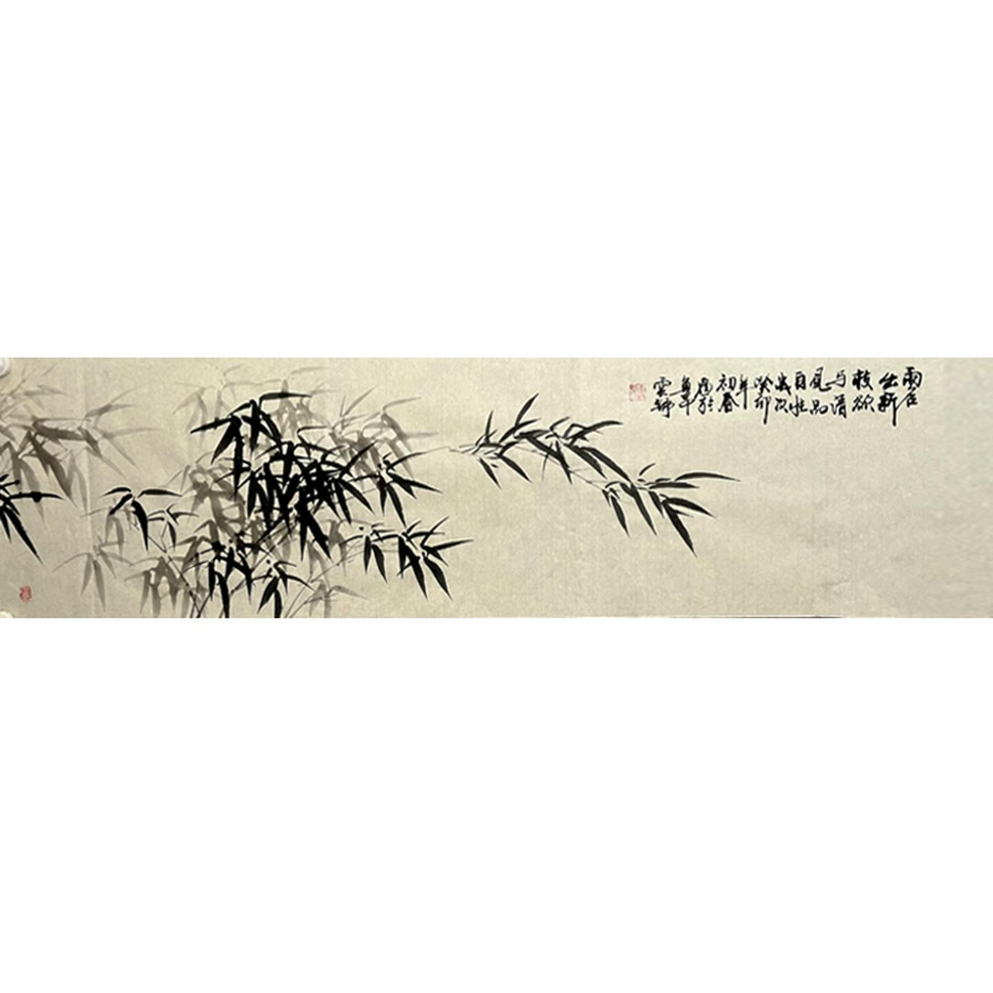 手绘国画竹子图画芯横幅挂画作品真迹临摹竹报平安郑板桥风装饰画