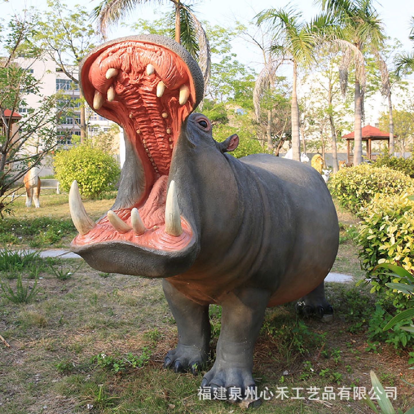 仿真动物河马摆件公园景区庭院绿地装饰品大型园林景观工艺品