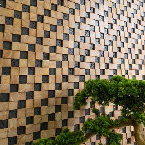 实木马赛克电视背景墙老船木木质原木方块火山岩墙面家装主材建材