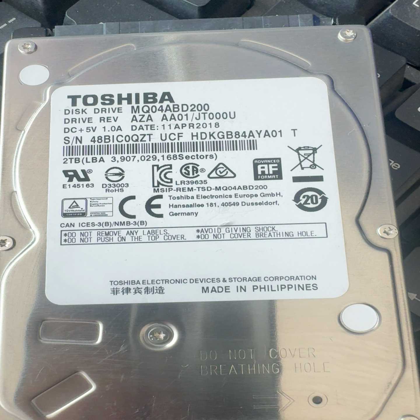 东芝/2TB2.5寸笔记本机械硬盘-议价